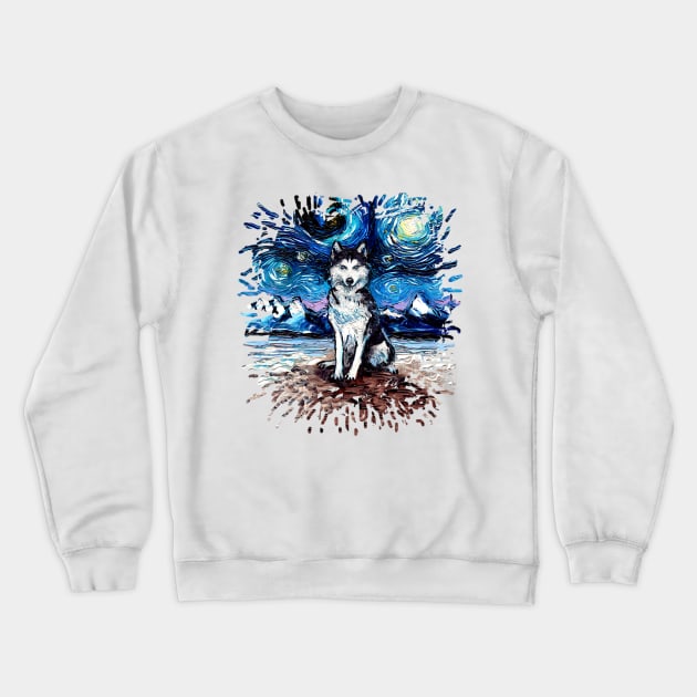 Husky Night (splash version) Crewneck Sweatshirt by sagittariusgallery